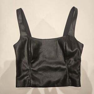 Abercrombie & Fitch Leather Crop top Small, Black